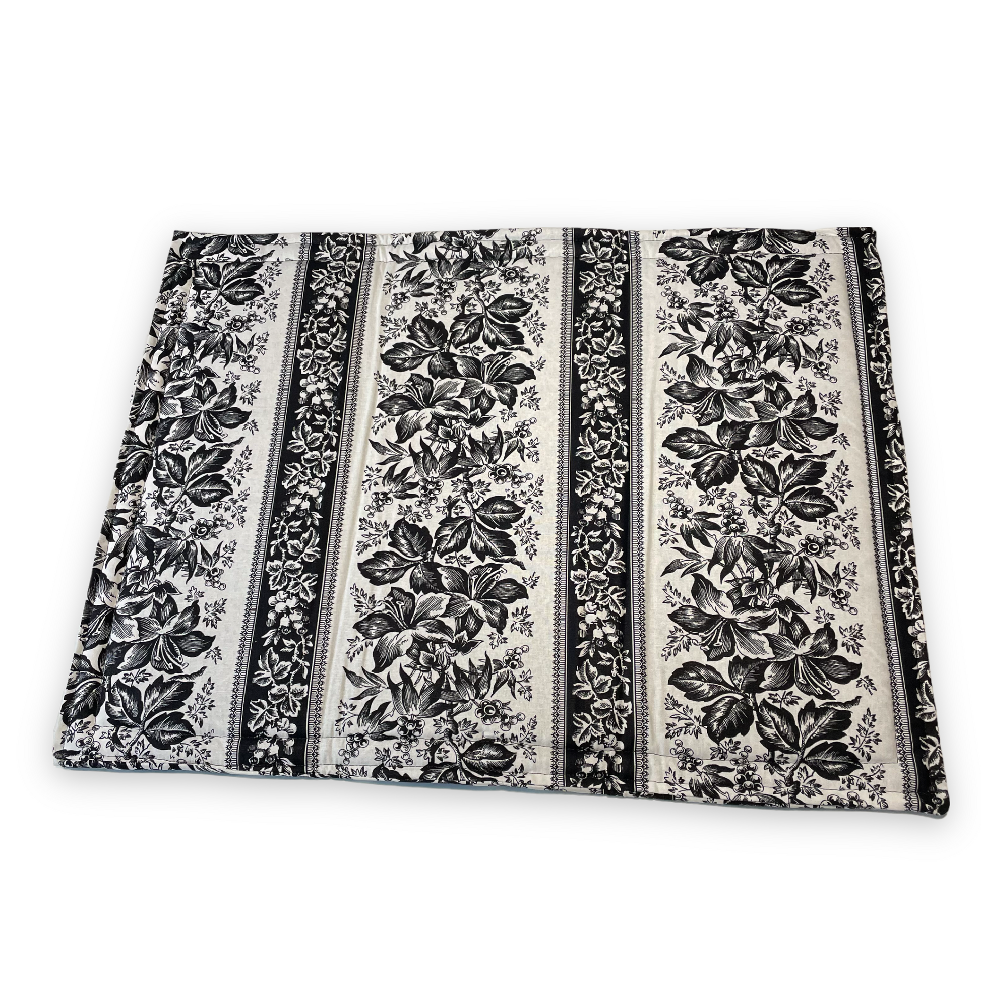 Cute Modern Farmhouse Kitchen Dish Drying Mat, Black and White Floral Kitchen Counter Mat - Home Stitchery Decor