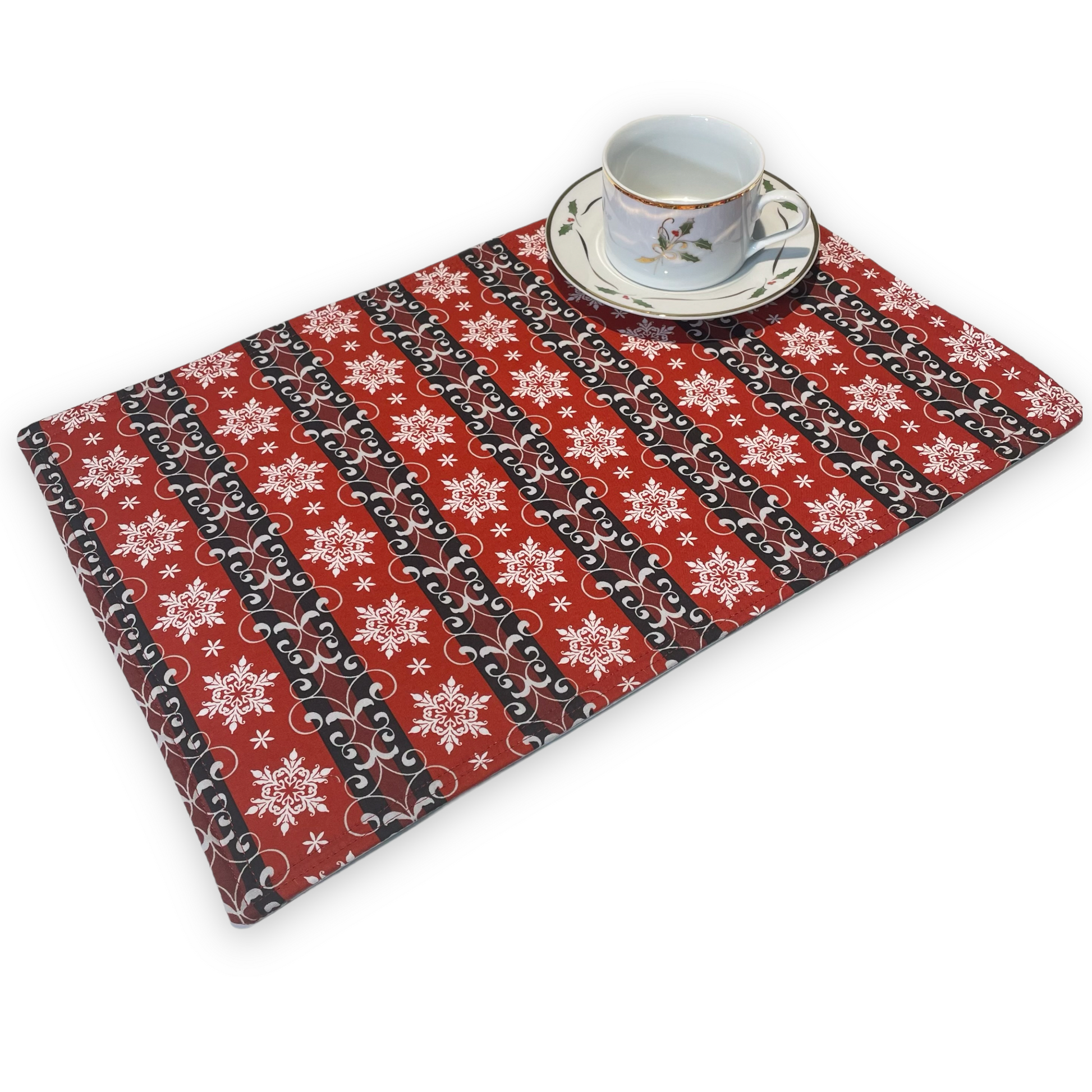 Set of Two Christmas Dinner Placemats, Reversible Set of Christmas Placeats - Home Stitchery Decor