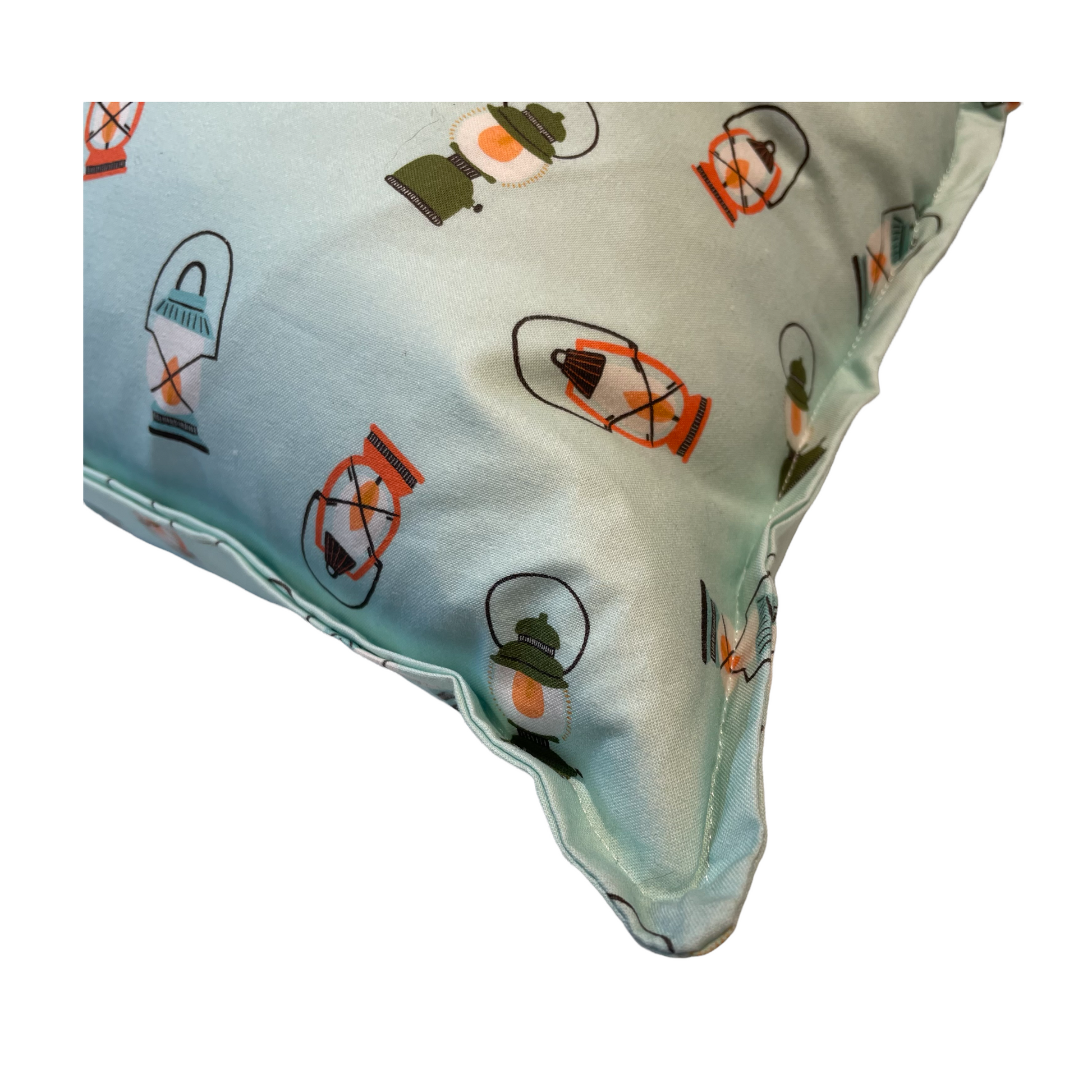 Camping Pillow with Camping Lantern. Glamping Decor Idea - Home Stitchery Decor