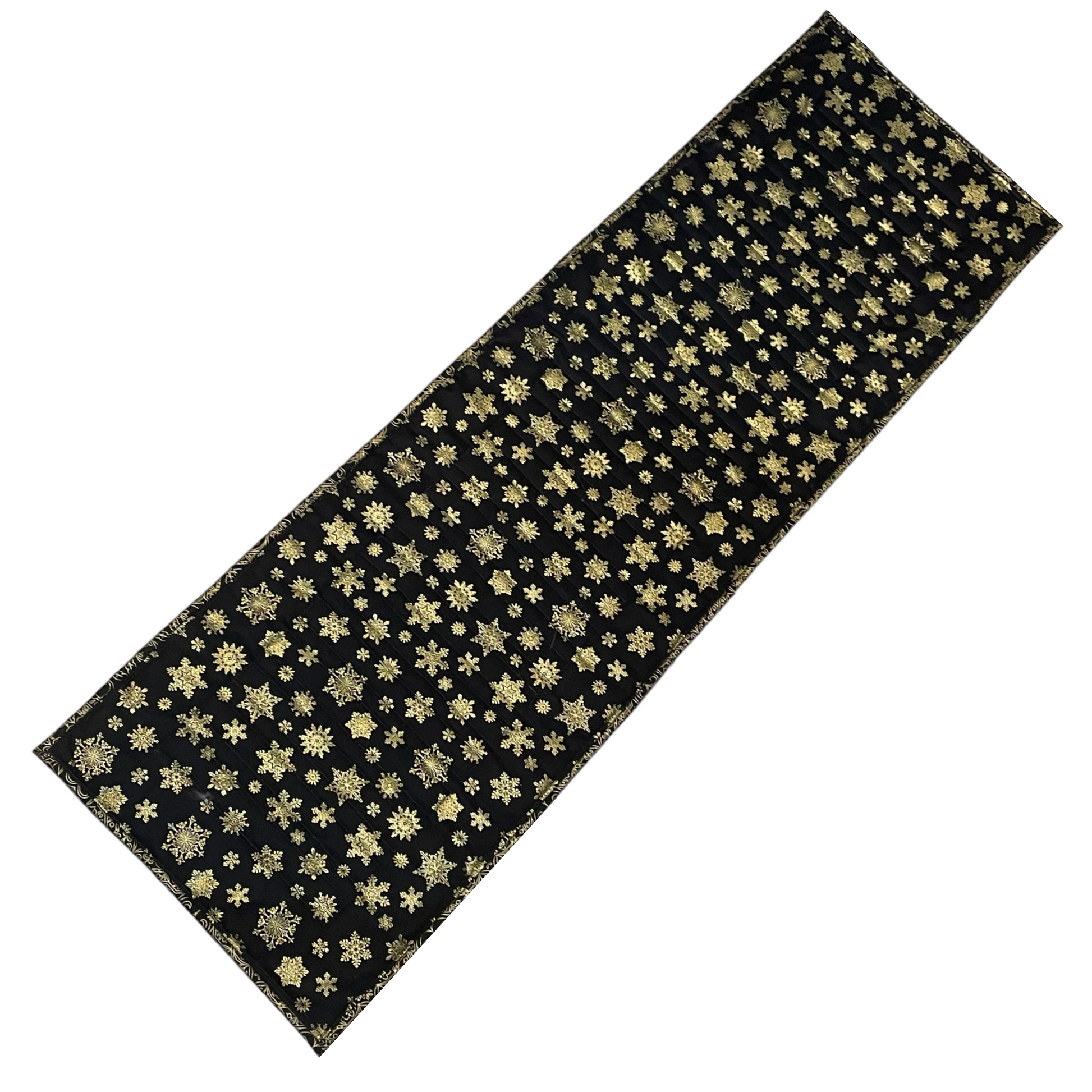 Black and Gold Snowflake Quilted Table Runner - Home Stitchery Decor
