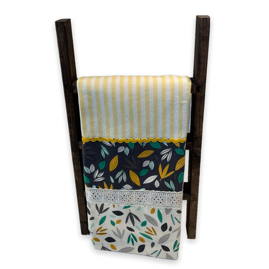 Yellow and White Striped Tea Towel. Modern Farmhouse Decorative Dish Towel - Home Stitchery Decor