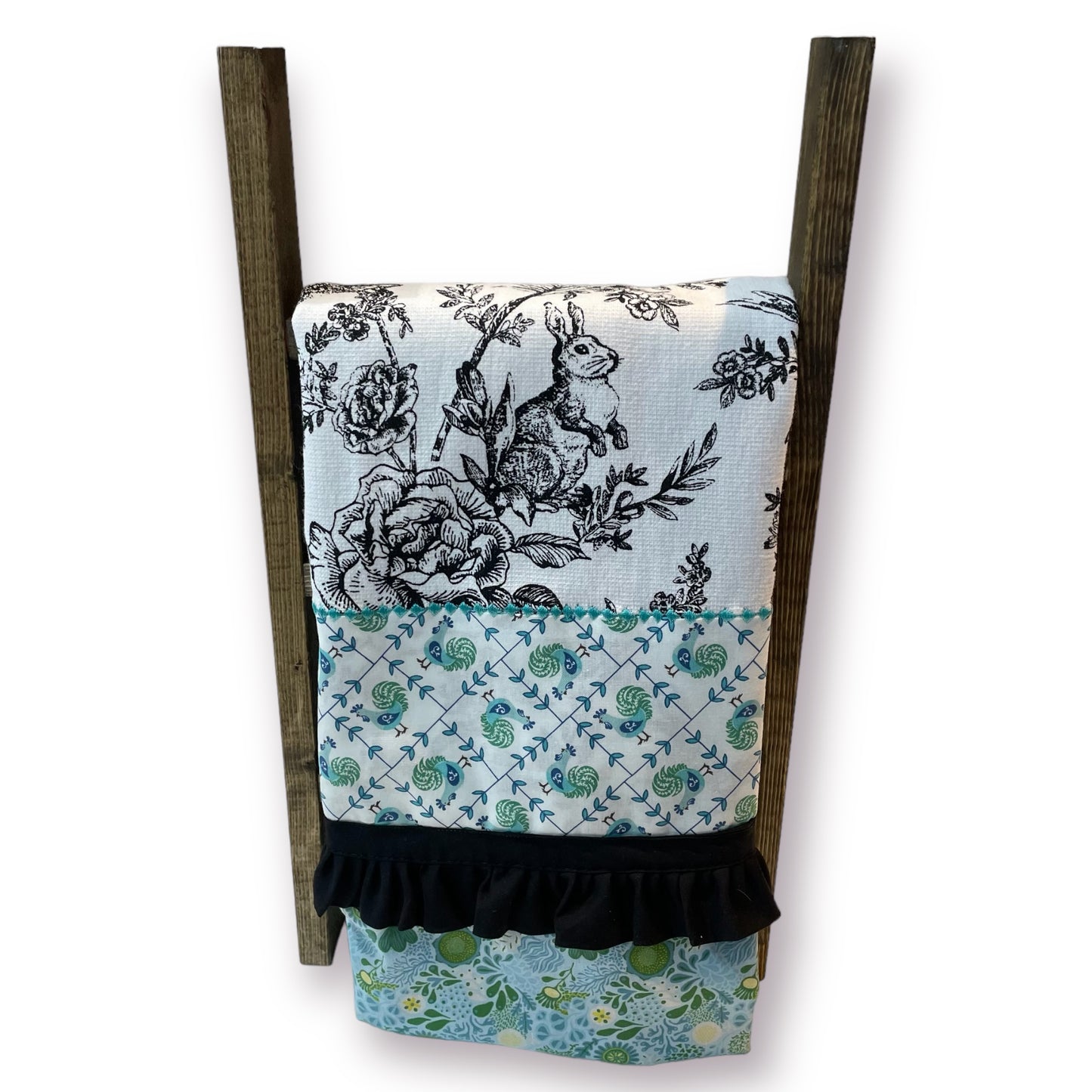 Easter Kitchen Tea Towel | Teal and Black Decorative Dish Towel