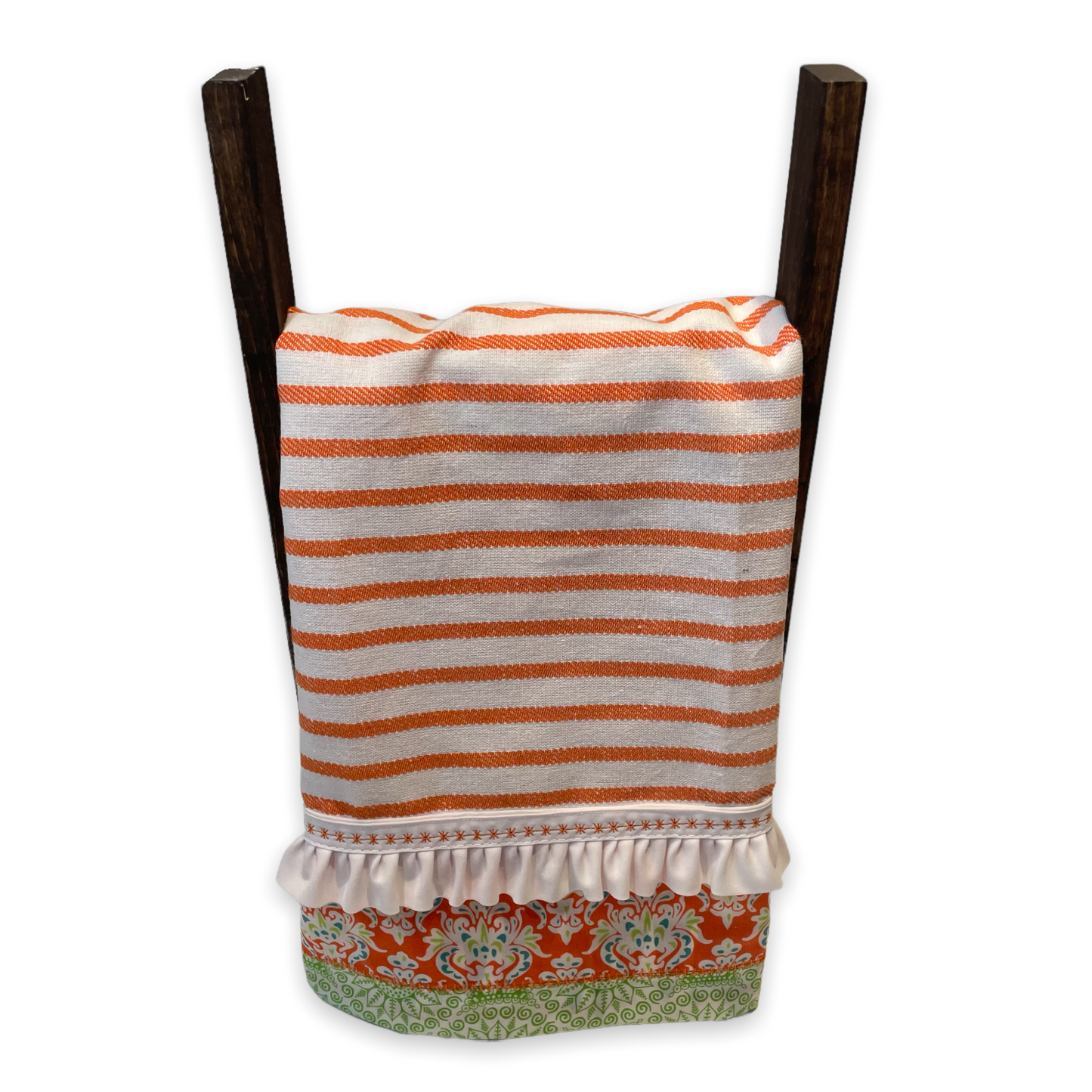 Orange Striped Modern Farmhouse Decorative Dish Towel - Home Stitchery Decor