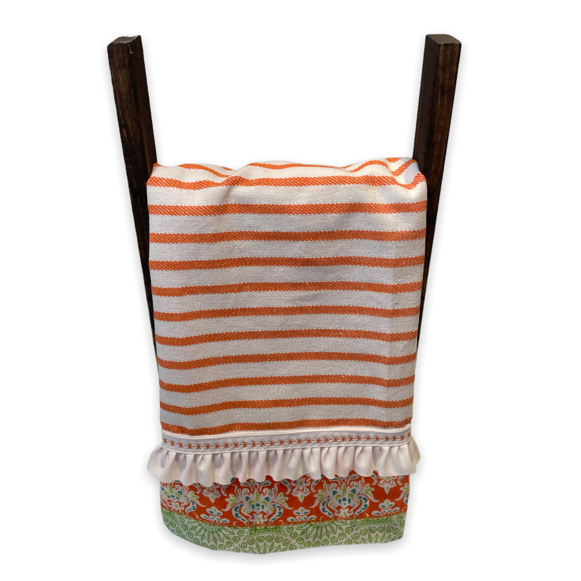 Orange Striped Modern Farmhouse Decorative Dish Towel - Home Stitchery Decor