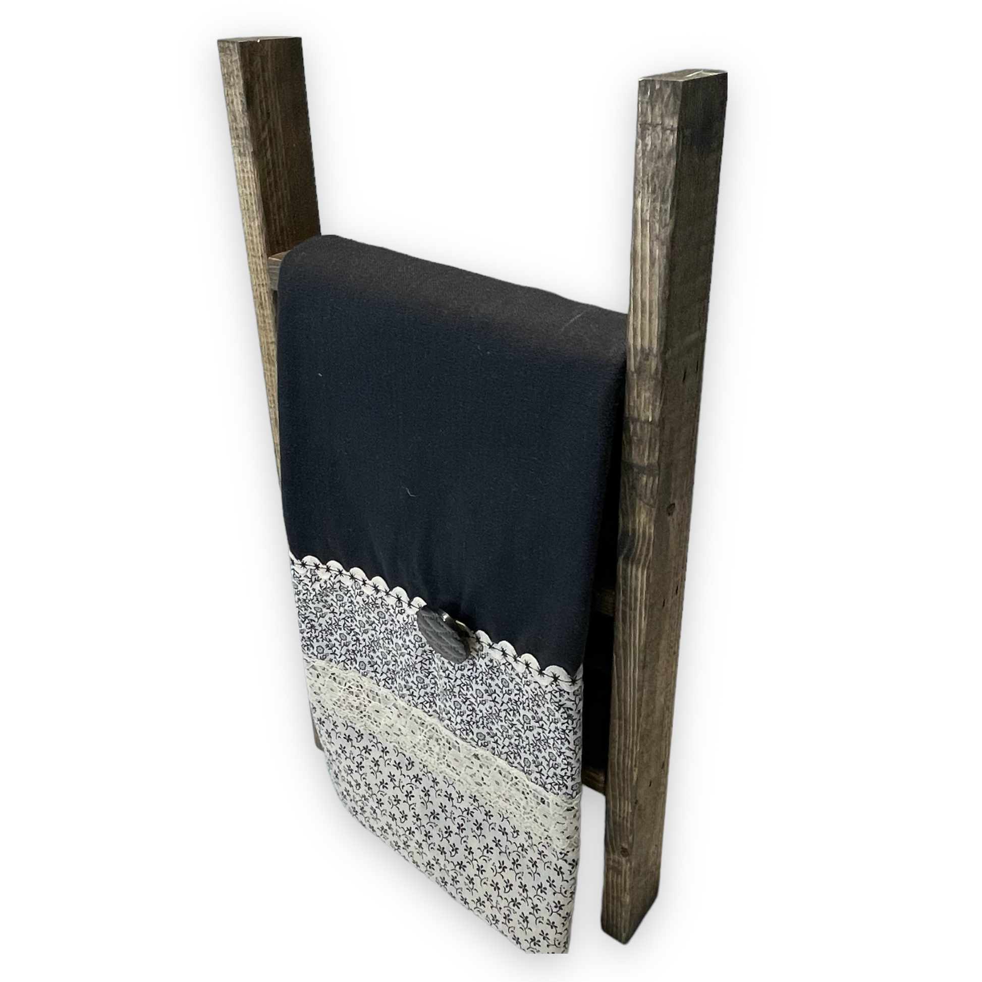 Black and Cream Modern Farmhouse Tea Towel, Decorative Black with Cream Accents Dish Towel - Home Stitchery Decor