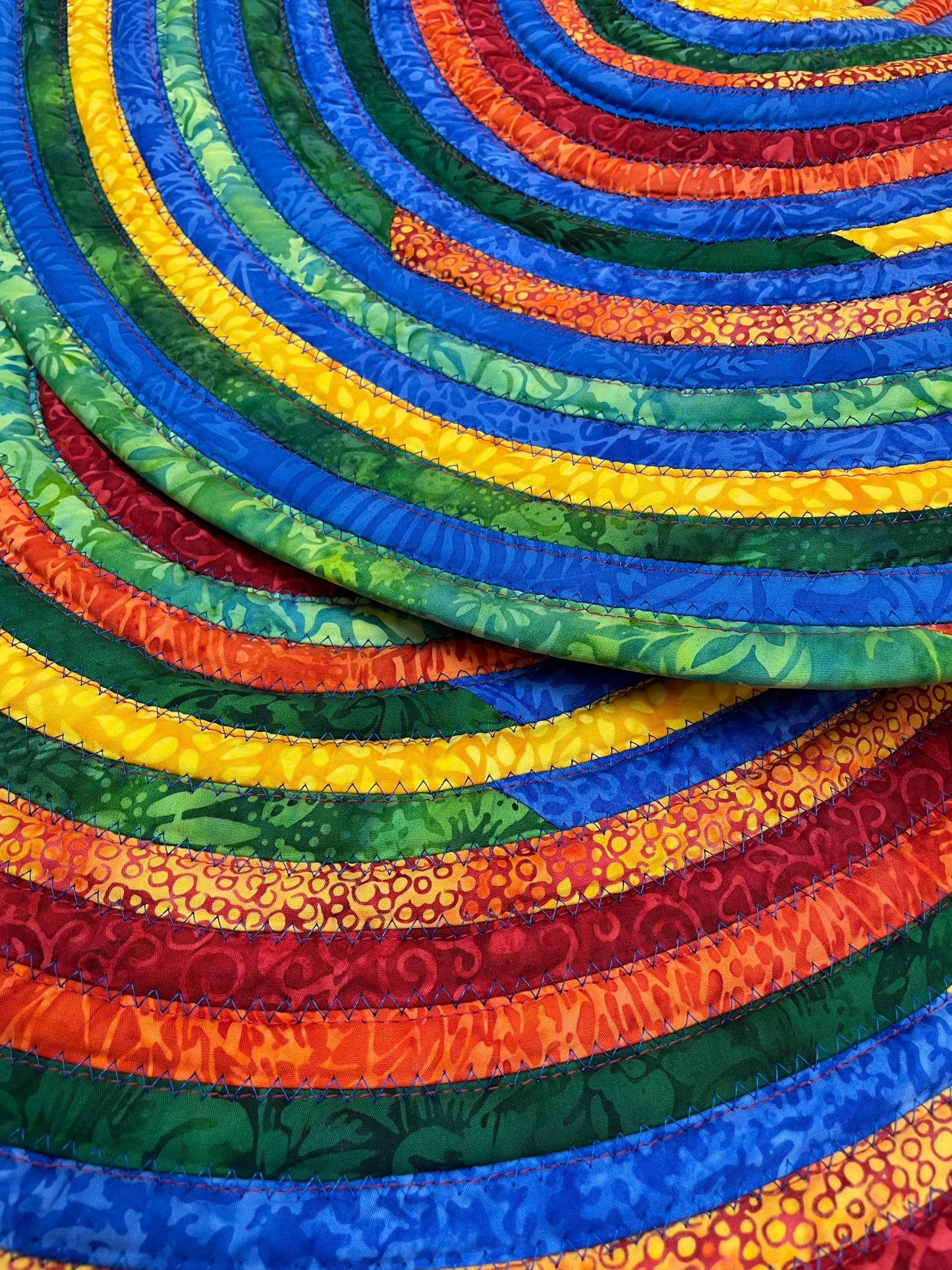 Batik JellyRoll Rug | Vibrant Batik Fabric Kitchen Accent Rug | Colorful Luxury Bathmat | Washable Bedside Rug - Home Stitchery Decor