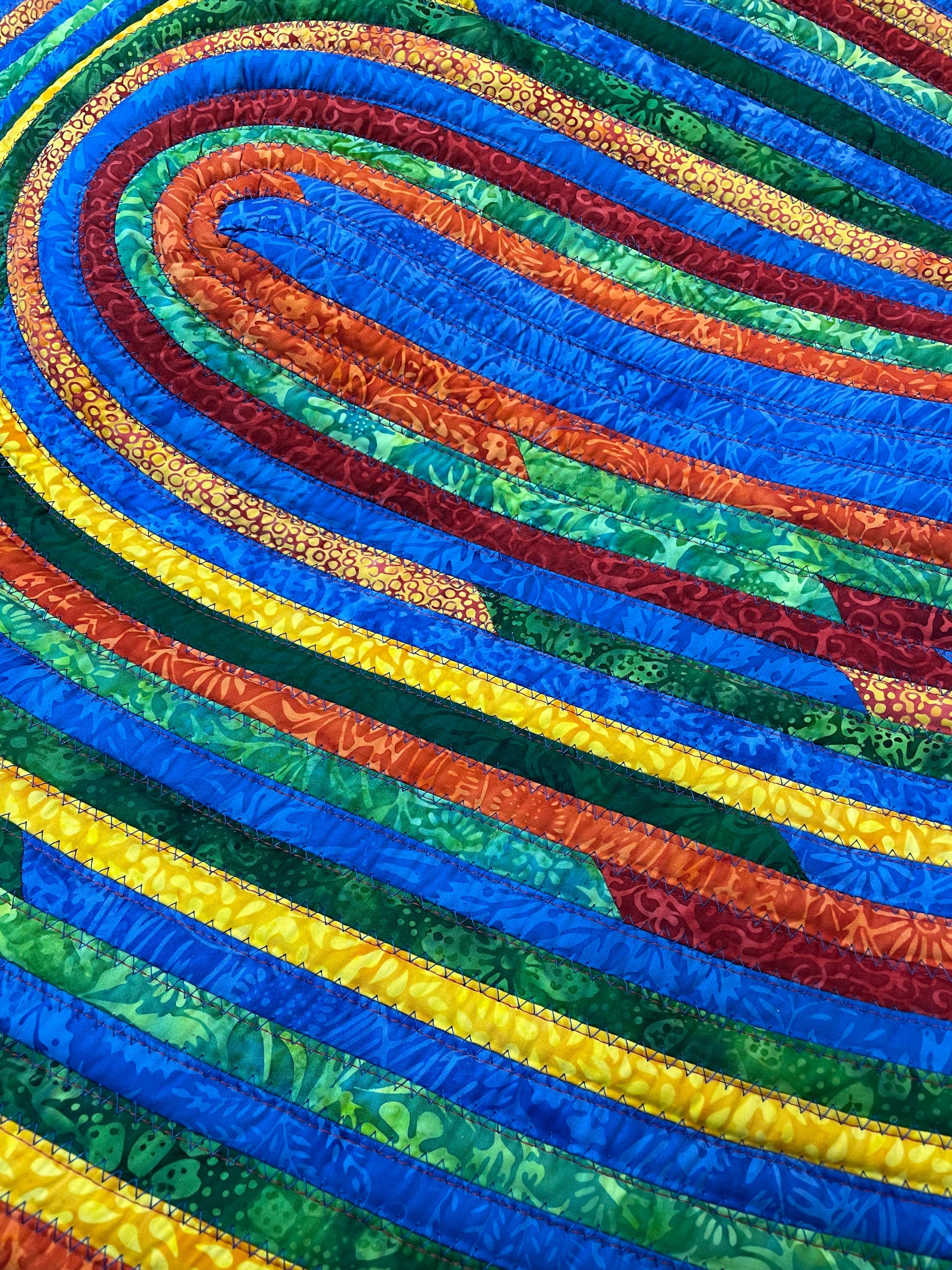 Vibrant Batik JellyRoll Rug. Handmade Washable Cotton Kitchen Accent Rug - Home Stitchery Decor