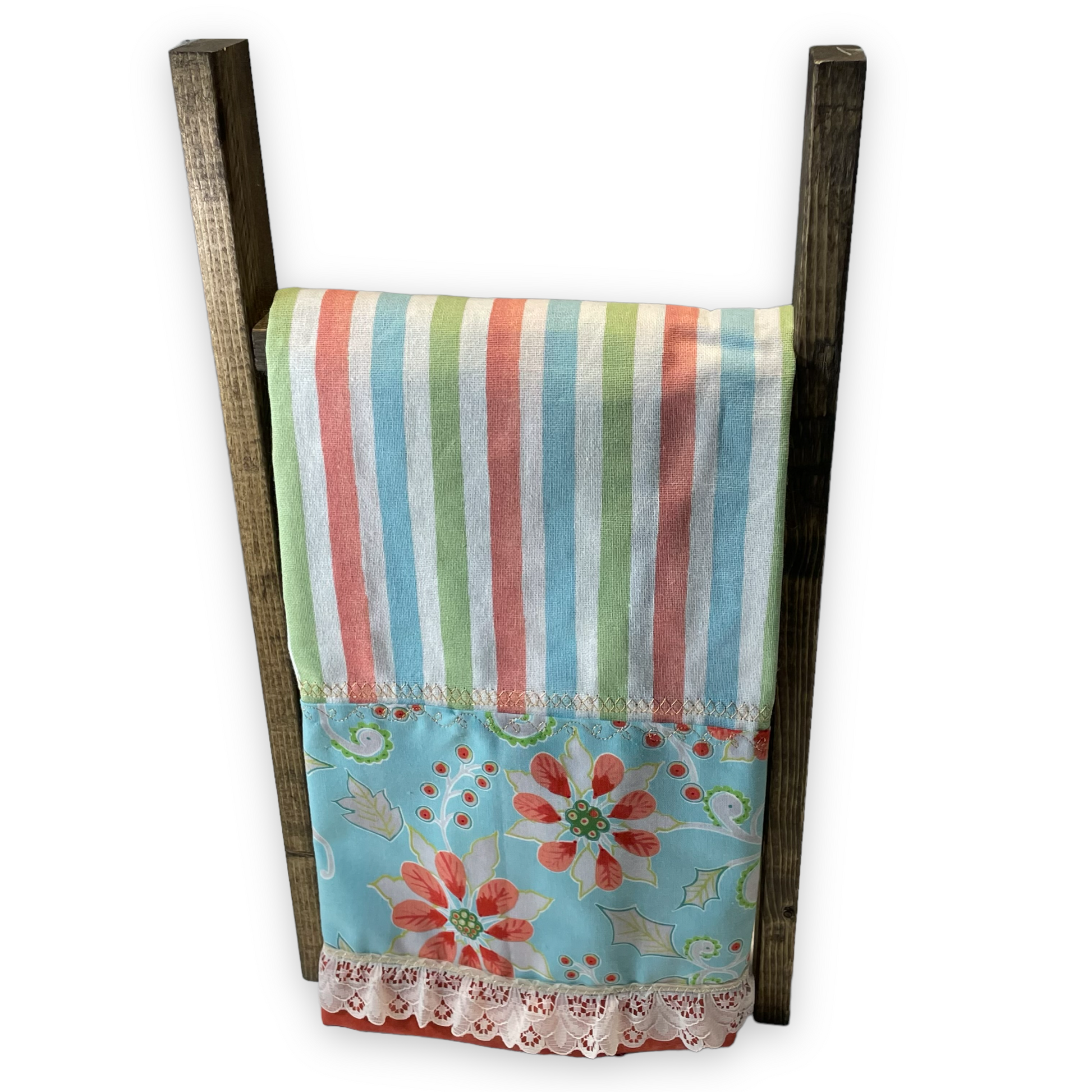 Handcrafted Christmas Tea Towel, Cute Vintage Kitchen Dish Towel - Home Stitchery Decor