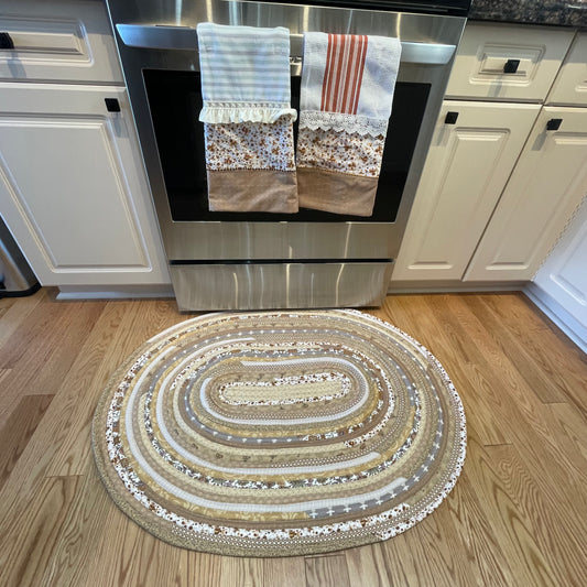 Orange and Cream Washable Cotton Modern Farmhouse Rug