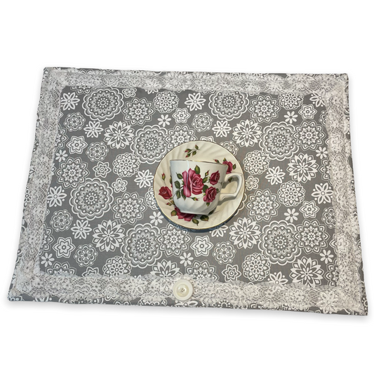 Grey Mandala Print Dish Drying Mat. Kitchen Dish Mat. - Home Stitchery Decor