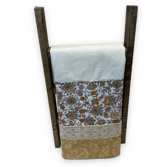 Vintage Dish Towel With Handcrafted Accents. Modern Farmhouse Tea Towel - Home Stitchery Decor