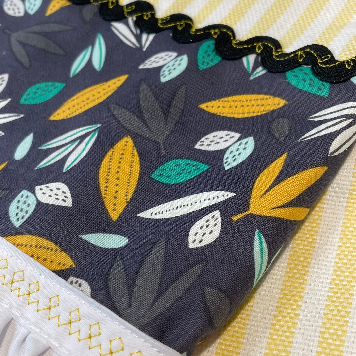 Yellow and White Striped Decorative Tea Towel. Farmhouse Dish Towel - Home Stitchery Decor