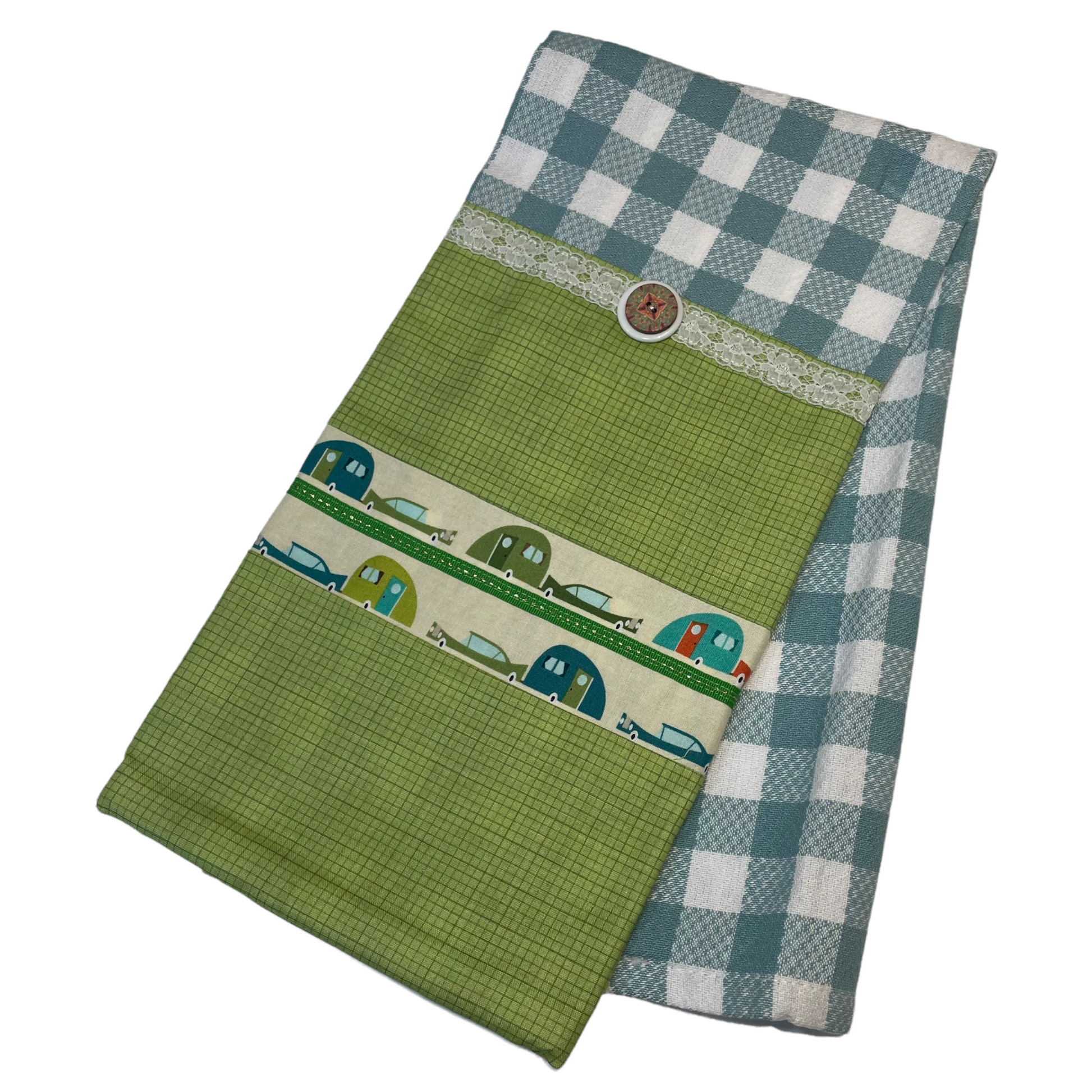 Vintage Gingham Trim Dishtowels