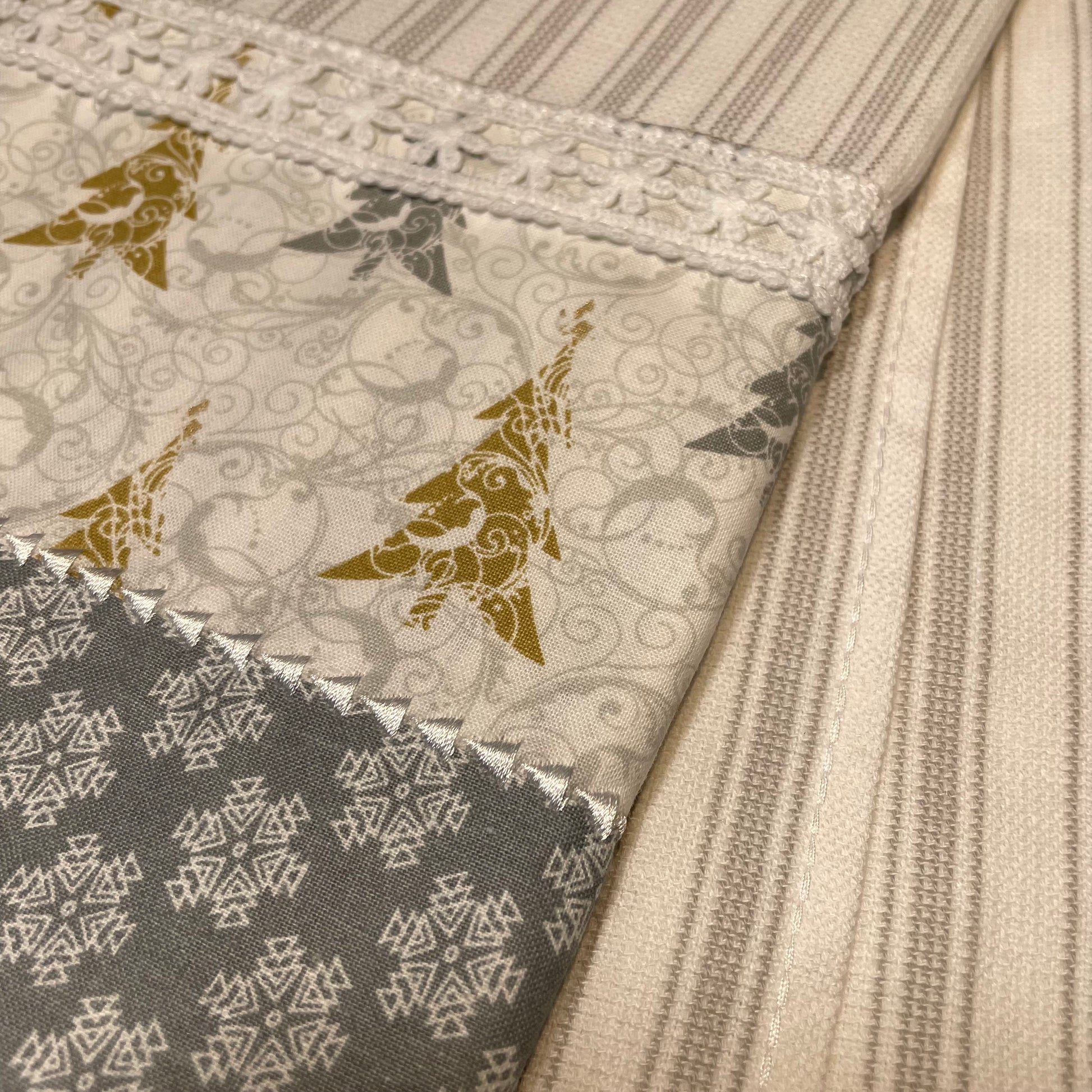 Christmas Tea Towel, White and Grey Decorative Christmas Dish Towel - Home Stitchery Decor