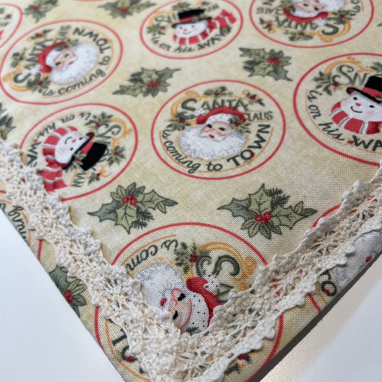 Christmas Kitchen Dish Drying Mat, Handmade Vintage Christmas Kitchen Dish Mat - Home Stitchery Decor