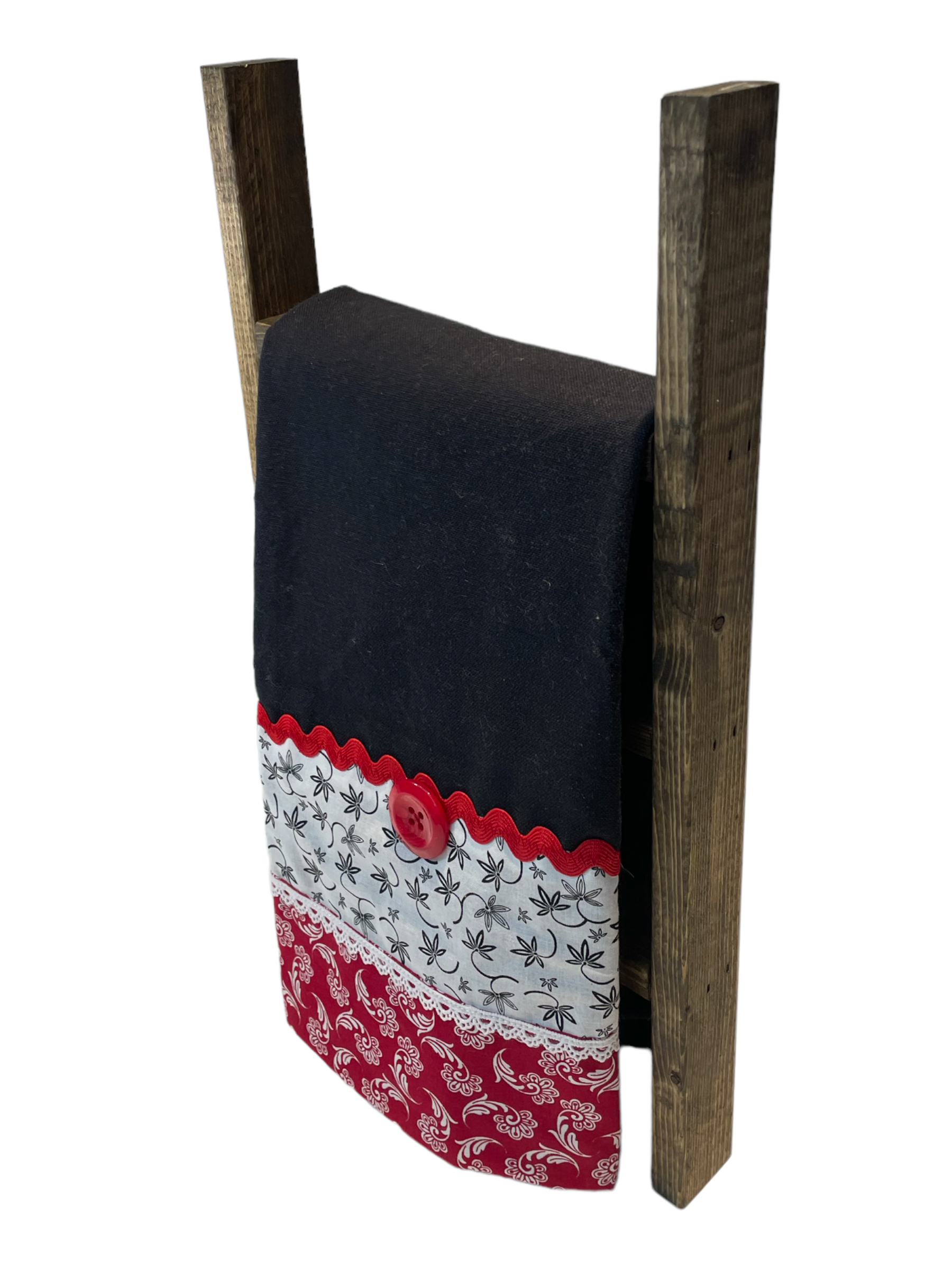 Red and Black Classic Kitchen Dish Towel | Cute Red and Black Tea Towel - Home Stitchery Decor