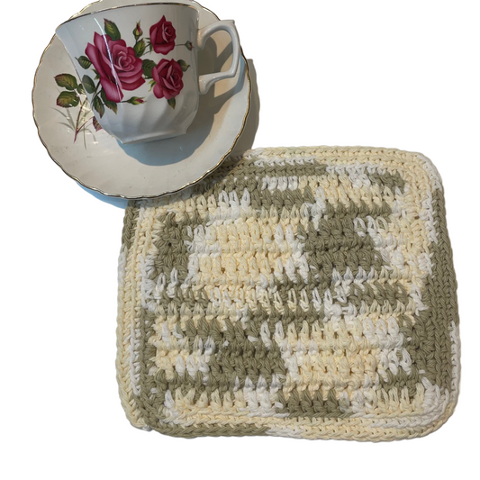 Crotched Cotton Dish Cloth , Cream Cotton Dish Cloth, Handmade Dish Cloth - Home Stitchery Decor