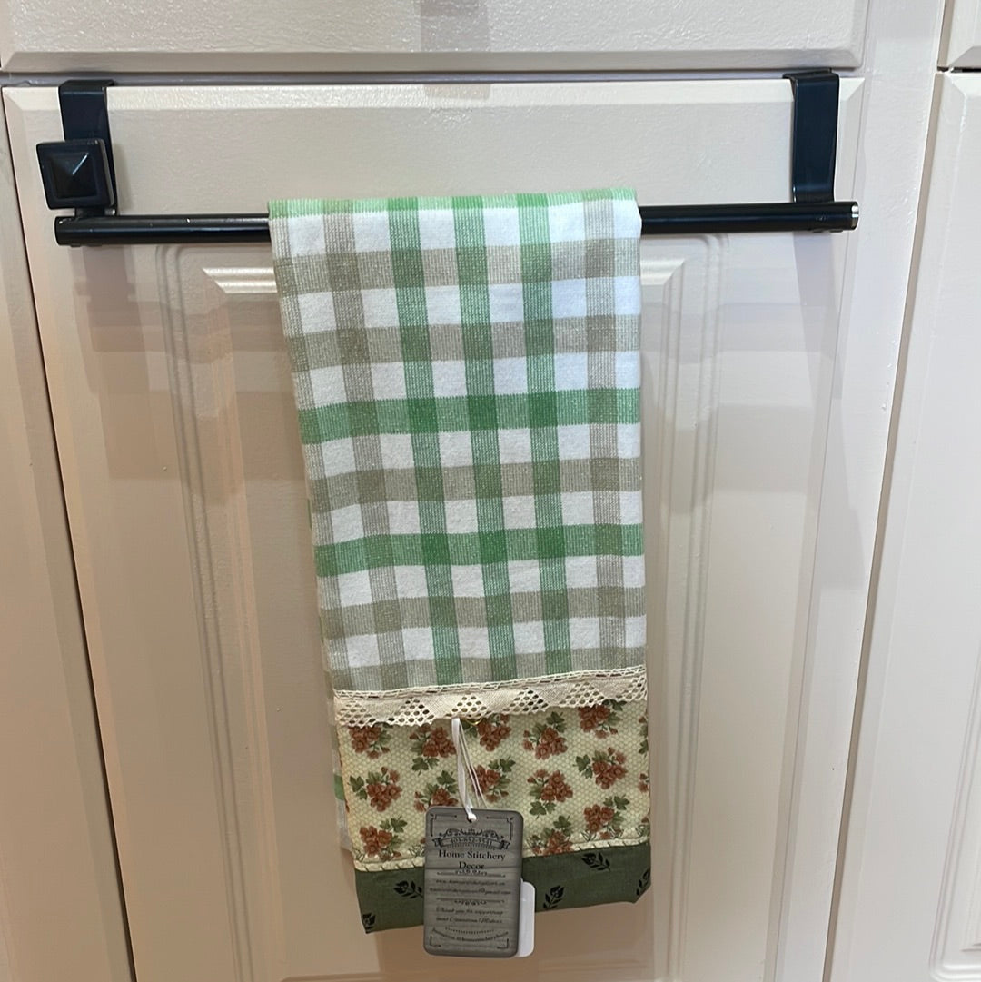 Green and White Farmhouse Style Dish Towel.  Tea towels handcrafted in Canada by Home Stitchery Decor - Home Stitchery Decor